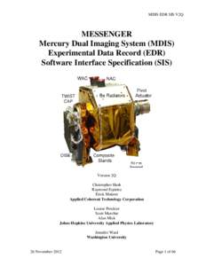 MDIS EDR SIS V2Q  MESSENGER Mercury Dual Imaging System (MDIS) Experimental Data Record (EDR) Software Interface Specification (SIS)