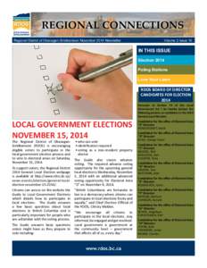 REGIONAL CONNECTIONS Regional District of Okanagan-Similkameen November 2014 Newsletter Volume 2 Issue 10  IN THIS ISSUE