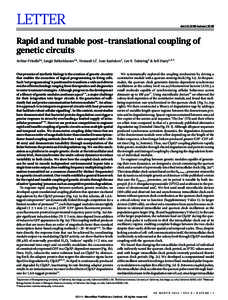 LETTER  doi:[removed]nature13238 Rapid and tunable post-translational coupling of genetic circuits