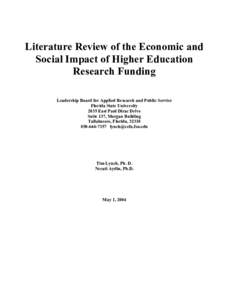 Development methodologies to assess economic impact of University related research