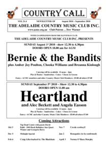 Adelaide Country Music Club Country Call AugustSeptember 2010 Issue - Vol 21.4