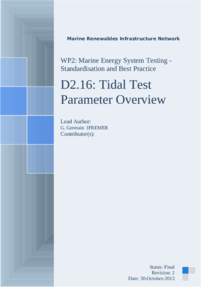 D2.2: Collation of Tidal Test Options