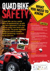WHAT YOU NEE D TO KNOW A quad bike can be a useful piece of equipment but, as with