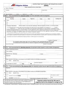 EXPECTANT MOTHER’S INFORMATION SHEET  (EMIS) Please complete the form in block letters.