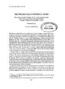 Am J Hum Genet 36:[removed], 1984  THE WILLIAM ALLAN MEMORIAL AWARD
