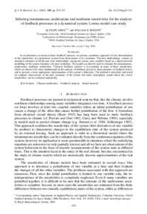 Q. J. R. Meteorol. Soc), 129, pp. 239–275  doi: qjInferring instantaneous, multivariate and nonlinear sensitivities for the analysis of feedback processes in a dynamical system: Lorenz model case
