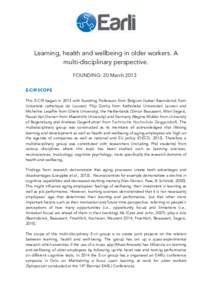  Learning, health and wellbeing in older workers. A multi-disciplinary perspective.
