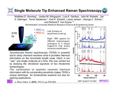 Single Molecule Tip Enhanced Raman Spectroscopy Matthew D. Sonntag1 , Jordan M. Klingsporn , Luis K. Garibay , John M. Roberts , Jon A. Dieringer , Tamar Seideman1 , Karl A. Scheidt , Lasse Jensen , George C. Schatz1 , a