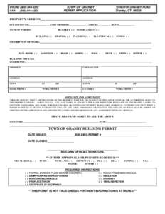 TOWN OF GRANBY PERMIT APPLICATION PHONEFAX