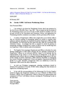Reference No: E109;  Date: Letter to Personnel Officers of 6 Feb 07 re Circular:- Civil Service Worksharing Scheme - Letter to Personnel Officers LP