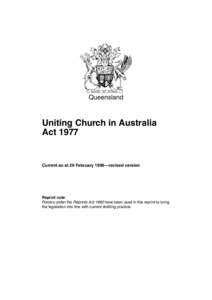 Queensland  Uniting Church in Australia ActCurrent as at 29 February 1996—revised version