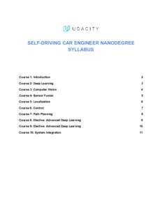 SELF-DRIVING​ ​CAR​ ​ENGINEER​ ​NANODEGREE SYLLABUS Course​ ​1:​ ​Introduction  2