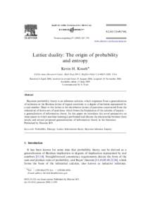 ARTICLE IN PRESS  Neurocomputing–274 www.elsevier.com/locate/neucom  Lattice duality: The origin of probability