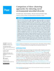 Comparison of three clustering approaches for detecting novel environmental microbial diversity Dominik Forster, Micah Dunthorn, Thorsten Stoeck and Frédéric Mahé Department of Ecology, Technische Universität Kaisers