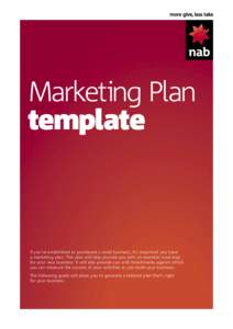 Marketing Plan template If you’ve established or purchased a small business, it’s important you have a marketing plan. This plan will help provide you with an essential road map for your new business. It will also pr