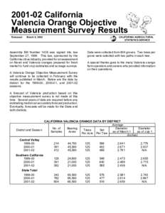 [removed]California Valencia Orange Objective Measurement Survey Results Released:  March 8, 2002