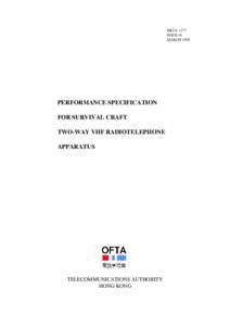 HKTA 1277 ISSUE 01 MARCH 1999 PERFORMANCE SPECIFICATION FOR SURVIVAL CRAFT