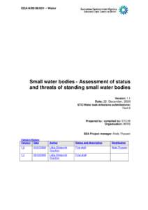 EEA/ADS[removed] – Water  Small water bodies - Assessment of status and threats of standing small water bodies Version: 1.1