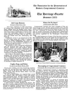 The Association for the Preservation of Historic Congressional Cemetery The Heritage Gazette Summer 2005 Job Corps Returns