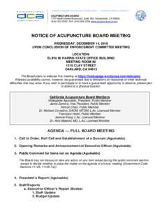 California Acupuncture Board - Agenda