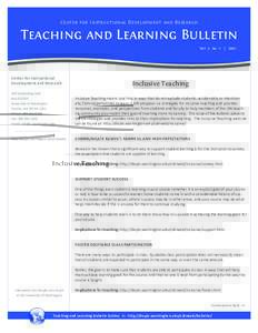 Center for Instructional Development and Research  Teaching and Learning Bulletin Vol. 5 no. 2  Center for Instructional 