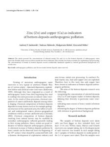 Limnological Review): Zinc (Zn) and copper (Cu) as indicators of bottom deposits anthropogenic pollution 129  Zinc (Zn) and copper (Cu) as indicators