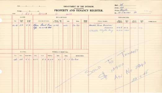 Department of the Interior Property and Tenancy Ledger