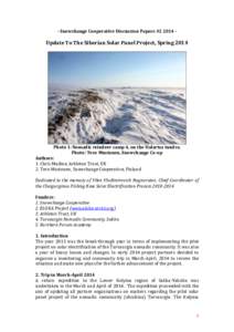 -­	
  Snowchange	
  Cooperative	
  Discussion	
  Papers	
  #2	
  2014	
  -­	
   	
   Update	
  To	
  The	
  Siberian	
  Solar	
  Panel	
  Project,	
  Spring	
  2014	
    	
  