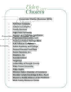 Corporate Clients (Summer 2014)  Alderman Company  