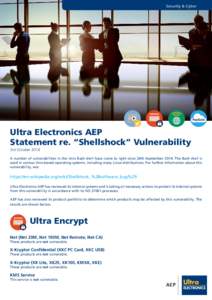 Security & Cyber[removed]Ultra Electronics AEP Statement re. “Shellshock” Vulnerability