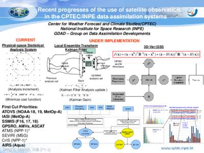 Recent progresses of the use of satellite observation in the CPTEC/INPE data assimilation systems Center for Weather Forecast and Climate Studies(CPTEC) National Institute for Space Research (INPE) GDAD – Group on Data