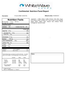 Confidential: Nutrition Panel Report Description Effective Date: ID Iced Coffee Vanilla ESL