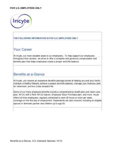 Benefits Summary | US Employees |Incyte.com
