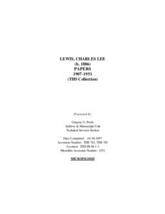 Charles Lee Lewis Papers, [removed]