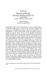 Book Review  Minimizing Marriage. Marriage, Morality, and the Law Elizabeth Brake Oxford: Oxford University Press, 2012