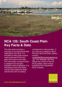 NCA 126: South Coast Plain Key Facts & Data This document provides a