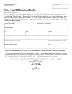 Form 3181, Notice to Use MET Educational Benefits