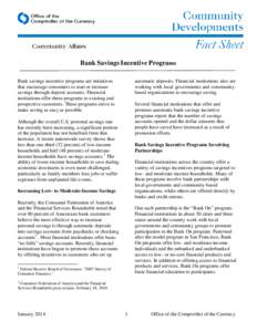 Bank Savings Incentive Programs