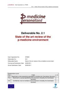 p-medicine – Grant Agreement noD2.1 – State of the art review of the p-medicine environment Deliverable No. 2.1 State of the art review of the p-medicine environment