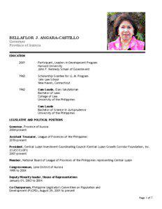 BELLAFLOR J. ANGARA-CASTILLO Governor Province of Aurora