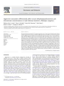 Aggressive encounters differentially affect serum dehydroepiandrosterone and testosterone concentrations in male Siberian hamsters (Phodopus sungorus)