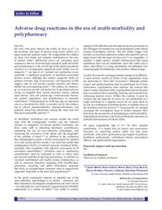 Letter to Editor  Adverse drug reactions in the era of multi‑morbidity and polypharmacy Dear Sir, We read with great interest the article by Sam et  al.[1] on