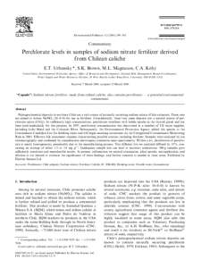 Perchlorate levels in samples of sodium nitrate fertilizer derived from Chilean caliche