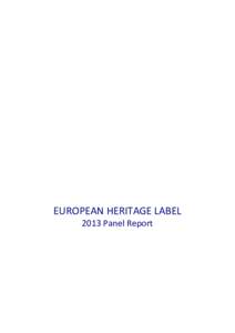 European Heritage Label 2013 Panel Report