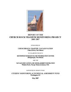 REPORT OF THE  CHURCH ROCK URANIUM MONITORING PROJECTSPONSORED BY