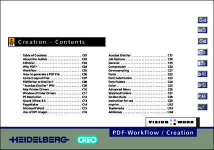 01  Creation – Contents Table of Contents . . . . . . . . . . . . . . . . . . . . . About the Author . . . . . . . . . . . . . . . . . . . . . Editorial . . . . . . . . . . . . . . . . . . . . . . . . . . . . .