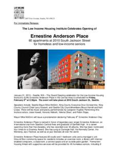 2407 First Avenue, Seattle, WAFor Immediate Release: The Low Income Housing Institute Celebrates Opening of