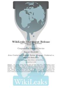 WikiLeaks Document Release http://wikileaks.org/wiki/CRS-RL31222 February 2, 2009  Congressional Research Service