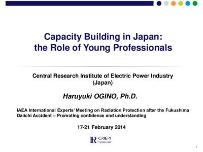Capacity Building in Japan: the Role of Young Professionals Central Research Institute of Electric Power Industry (Japan)  Haruyuki OGINO, Ph.D.