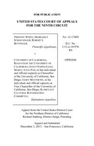 FOR PUBLICATION  UNITED STATES COURT OF APPEALS FOR THE NINTH CIRCUIT  TIMOTHY WHITE; MARGARET
